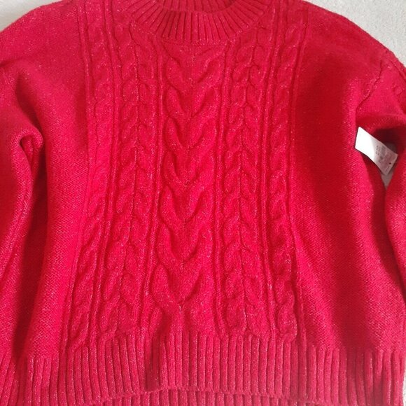 Old Navy Girls Large Red Cable Knit High Neck Sweater NWT - Picture 3 of 9